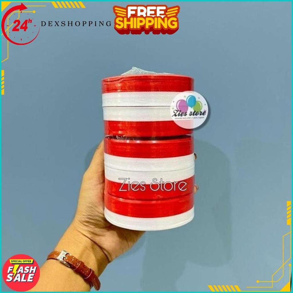 

1 Pack Isi 10 Pita Satin Merah Putih 1 Inch / Pita Merah Putih 2,5 Cm Cod