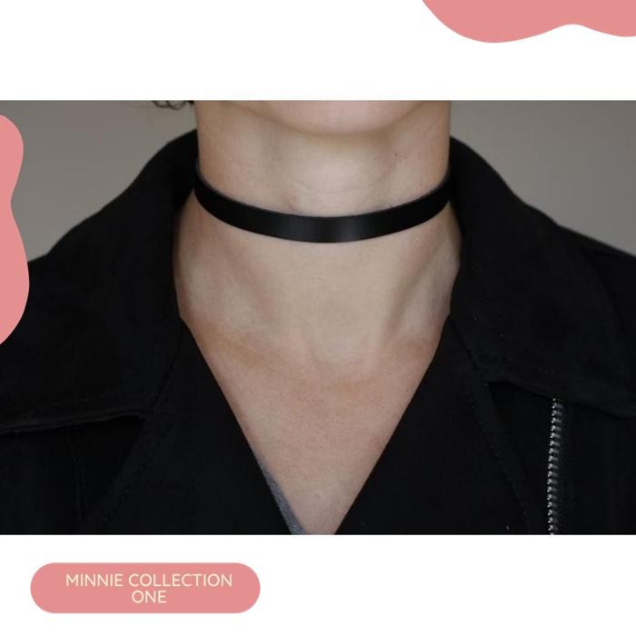 KALUNG ONE LINE KALUNG PU LEATHER KALUNG AKSESORIS FASHION ACCESSORIES COSPLAY ANIME GOTHIC  METAL R