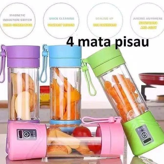 Blender Mini Portable / Blender Buah Jus Portable Dengan 4 Mata