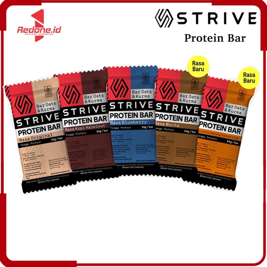 

Strive Protein Bar 24gram BPOM Halal aSt