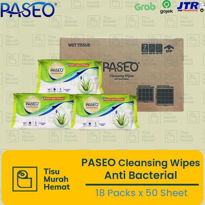 Tisu Kartonan Paseo Cleansing Wipes Anti Bacterial Grosir, tisu basah