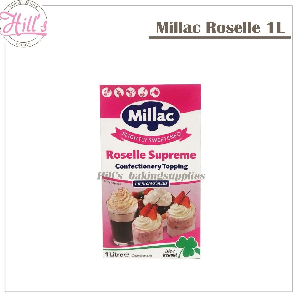 

MILLAC ROSELLE SUPREME WHIPPING CREAM 1 L / DAIRY WHIP CREAM COOKING MILAC 1L Liter Ltr aSt