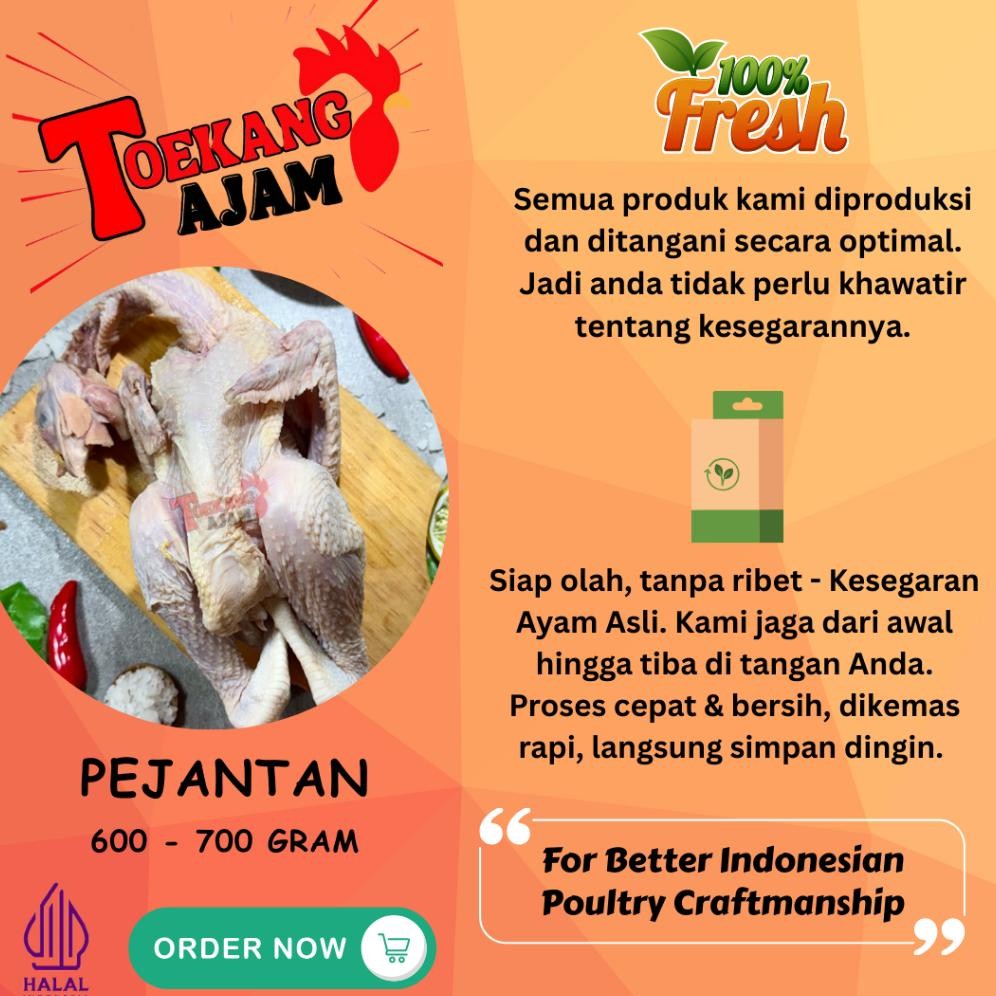 

Ekoran Ayam Pejantan 0.6 - 0.8 Kg, Pejantan 600 - 800 Gram (Tulis Di Note Potong Berapa) aSt