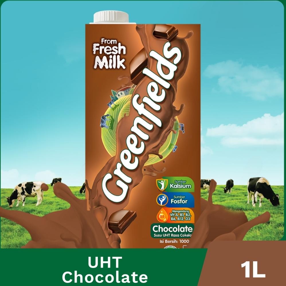 

Susu UHT Greenfield CHOCOLATE 1000 ml | 1 Lt | 1 L | Coklat | Seliter aSt