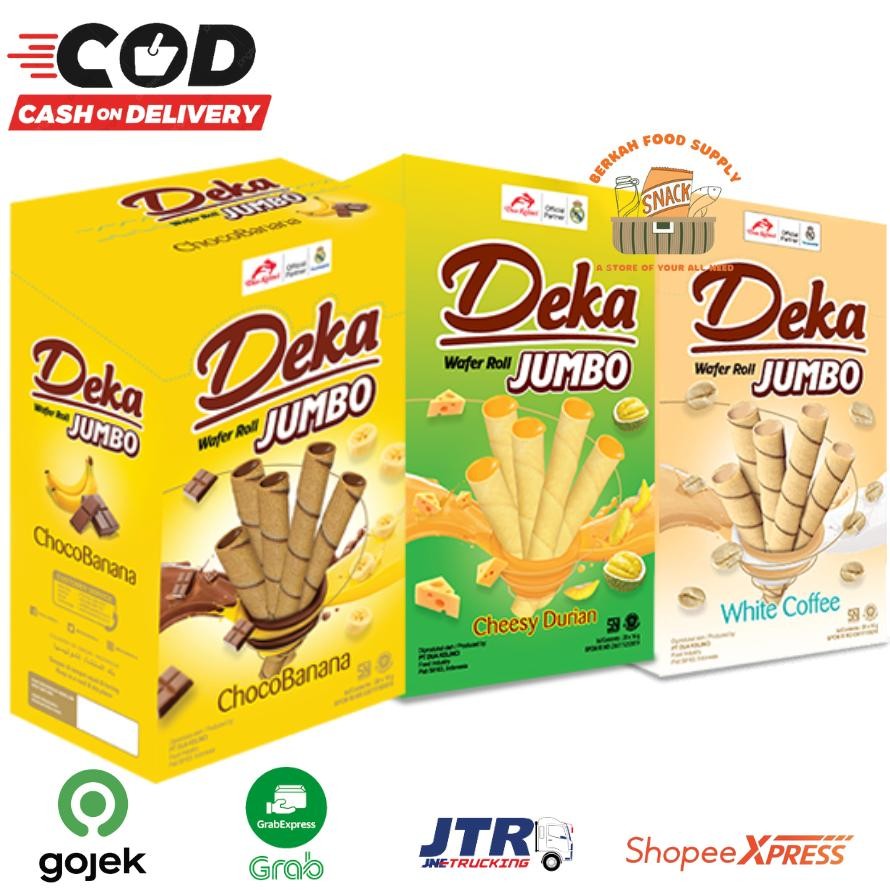 

[ BERKAH ] Deka Wafer Roll Jumbo Dua Kelinci Box Isi 20 x 14gr Choco Banana Cheesy Durian White Coffee Snack Cemilan Anak Murah Halal aSt