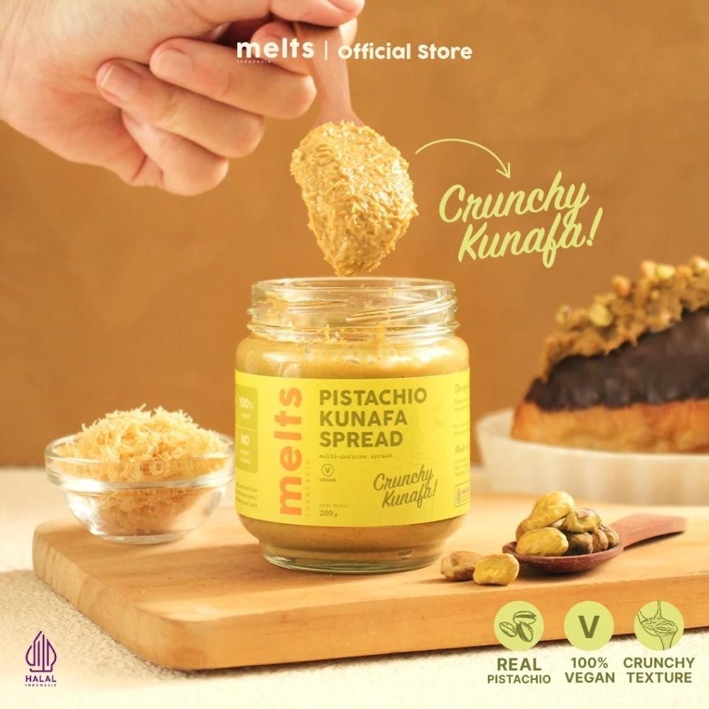 

Melts - Pistachio Kunafa / Pistachio Spread - 200gr - Selai Kacang Crunchy - Plant Based aSt