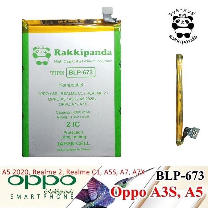 TERBARU - Rakkipanda Baterai Oppo A5 2020 A5S A7 A7X BLP673 Double IC Protection Battery Kompatibel 
