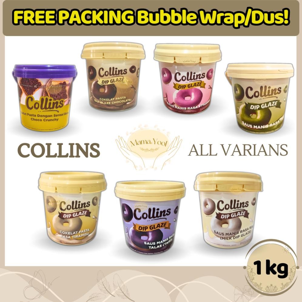 

MAMA.YOOL - Selai Collins 1 kg Chocolate Crunchy, Tiramisu, Green Tea, Strawberry Topping Donat Dip aSt