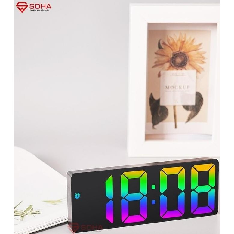 

JD-09 Jam Digital LED Warna Rainbow / Jam Alarm Design Simple & Elegan Ukuran Pas Dengan Layar LED Besar Fitur Snooze Ada Suhu & Kalender KS