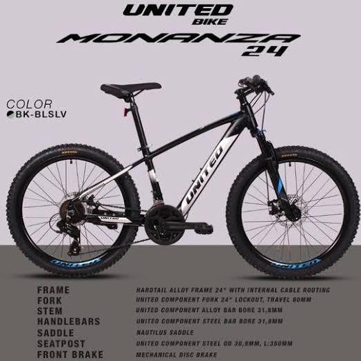 TERMURAH - SEPEDA GUNUNG MTB UNITED MONANZA 24 INCH FRAME ALLOY 24 SPEED