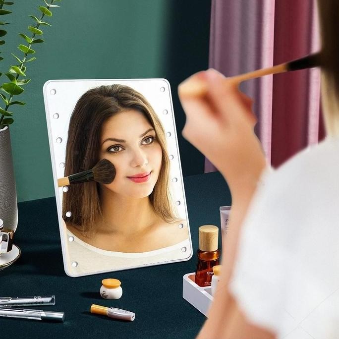 Grosir Cermin Makeup Meja Lampu Led Kaca Rias Touch Control