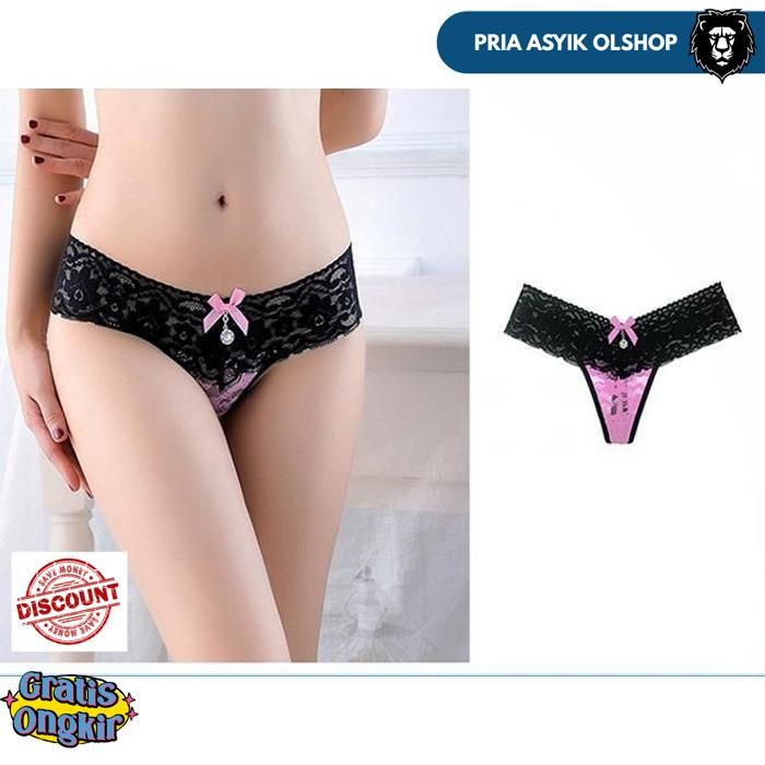 G STRING WANITA PINGGANG CELANA TRANSPARAN LACE CELANA DALAM C190 BY PRIA ASYIK OLSHOP