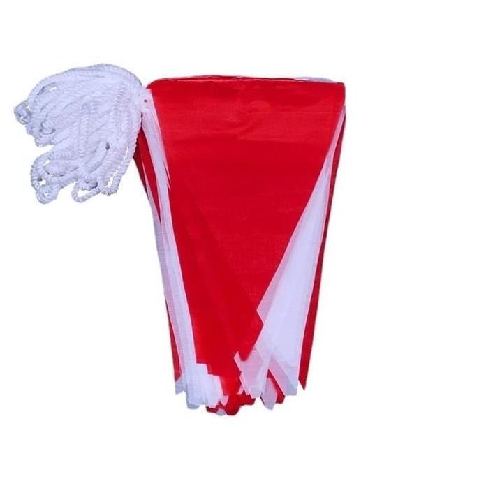 (Allthebest) 80 Meter Bendera Segitiga Merah Putih / 150pcs Bendera Kain Segitiga