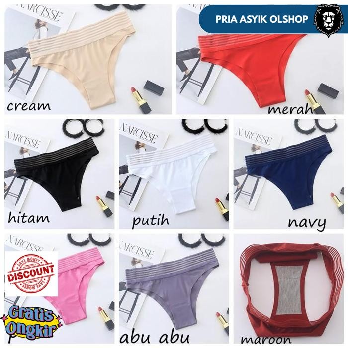 CELANA DALAM WANITA SEAMLESS SEXY PINGGANG TRANSPARAN G STRING C210 BY PRIA ASYIK OLSHOP