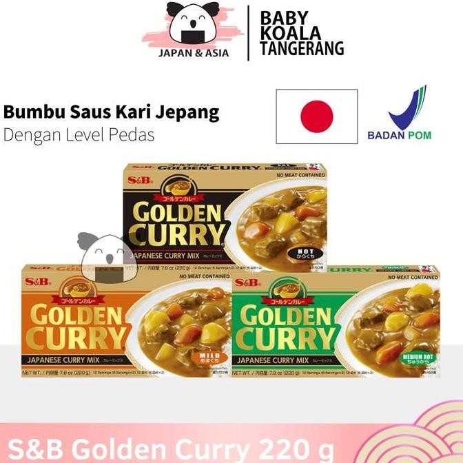 

DISKON! S&B GOLDEN CURRY MIX HOT MEDIUM MILD 220 G - KARI JEPANG PEDAS SEDANG & MILD