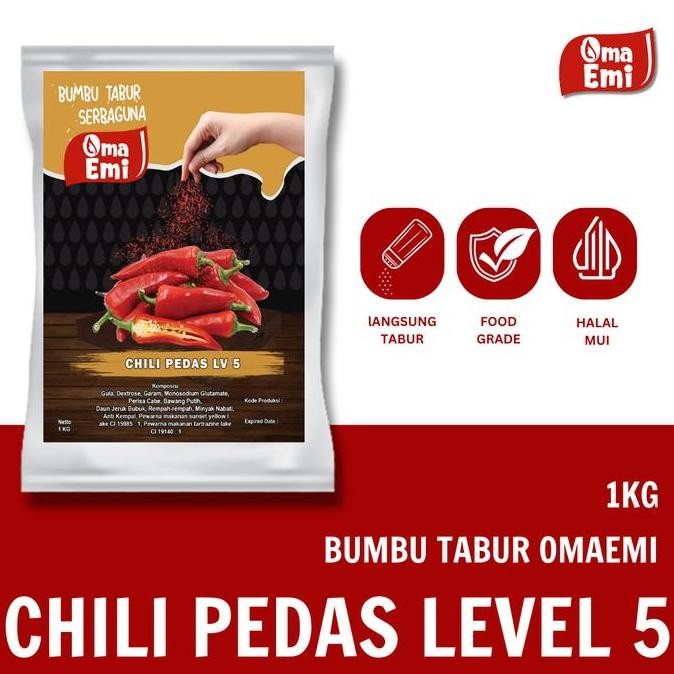 

DISKON! BUMBU TABUR CABE SUPER LEVEL 5 1KG FOOD GRADE UNTUK SNACK PEDAS