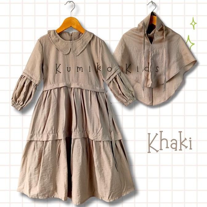 GKI Baju Gamis Anak Perempuan Bahan Katun Linen Usia 3-12 tahun Pakaian Muslim Nyaman  Variasi Rempe