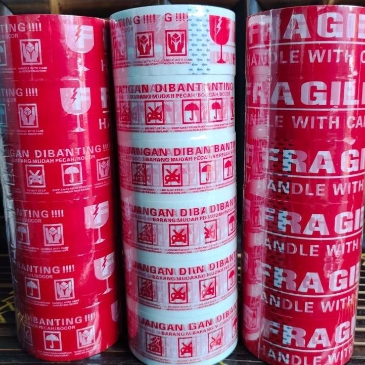

Lakban Fragile 6Pcs 48Mm X 100Yard Lakban Jangan Dibanting Merah Putih