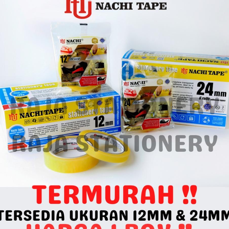

Nachi Stationery Tape 12Mm 24Mm Selotip Solatip Lakban Solasi Isolasi Nachi 1 Box