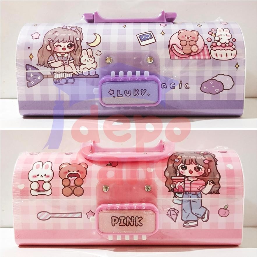 

D-54 Kotak Pensil Mika Pvc Tebal + Kode 2 Susun + White Board / Pencil Case / Tepak Pensil / Tempat Pensil / Boks Pensil / Box Pen D-54