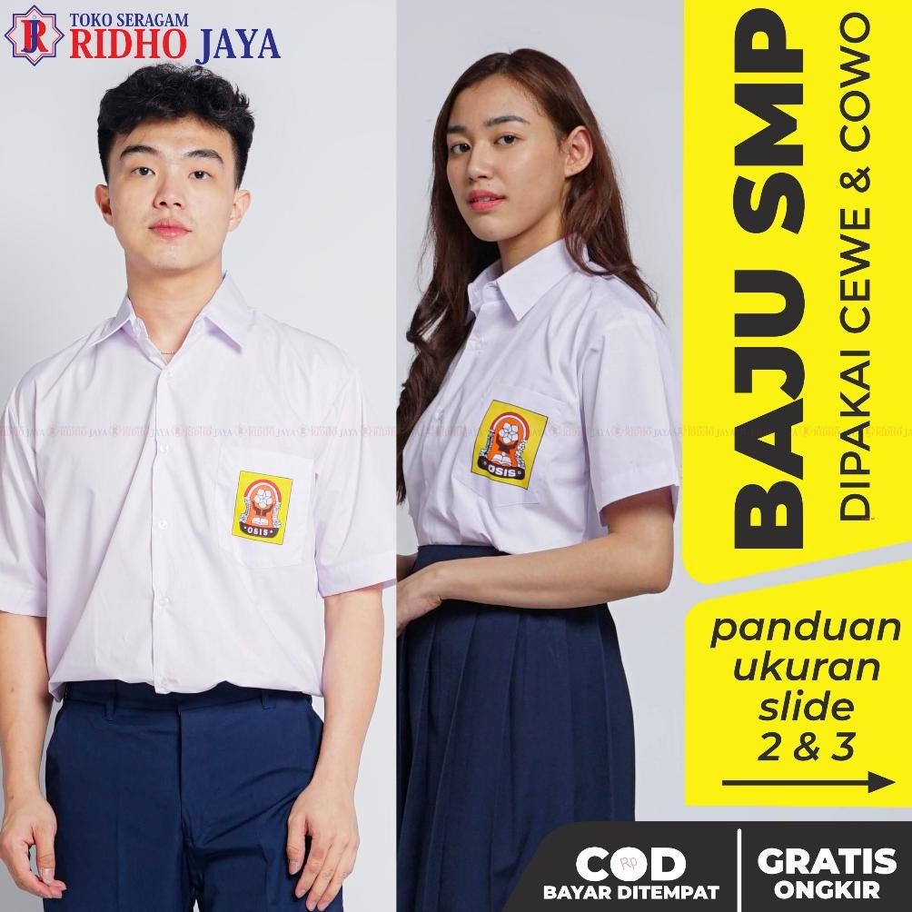 RIDHO JAYA Baju SMP Pendek Seragam Sekolah Putih