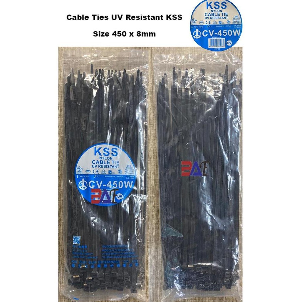 

NEW KABEL TIES KSS UV RESISTANCE CV 450W TIE CABLE HITAM Size 450 x 8mm