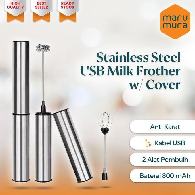 Marumura USB Milk Frother Stainless Steel Hand Mixer