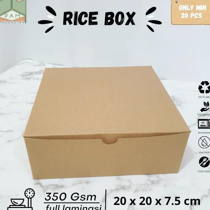 

Baru [Gojek Only] Paper Rice Box Kraft Tebal 20X20 Large Isi 50Pcs Dus Nasi Makan Siang