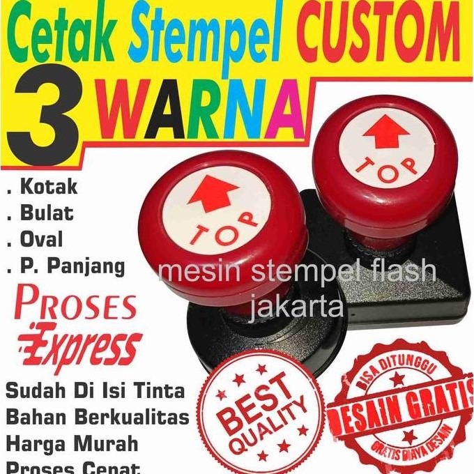 Stempel Warna Flash Cetak Stempel Cepat Kilat 3 Warna