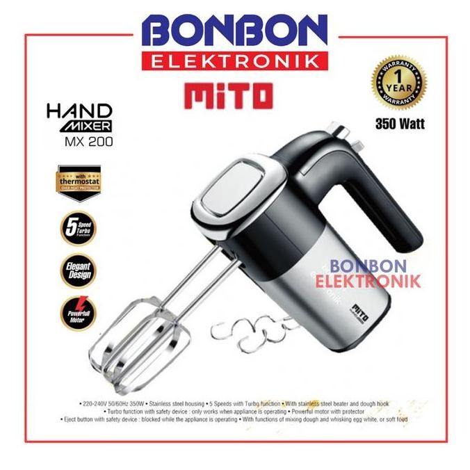 MITO Hand Mixer MX-200 5 Kecepatan Pengaduk Adonan Kue Roti
