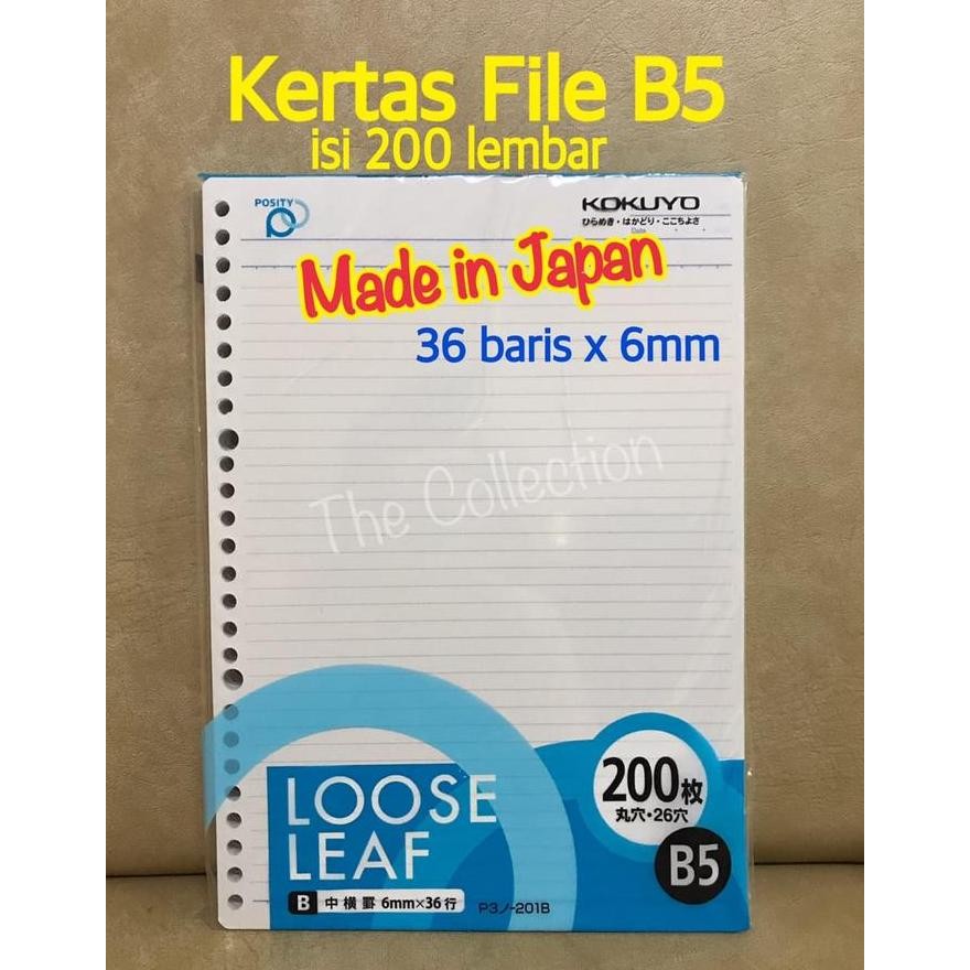 

TERBARU - ATK0521KY JAPAN 200 lembar B5 Kertas File Refill Binder 262079 Loose