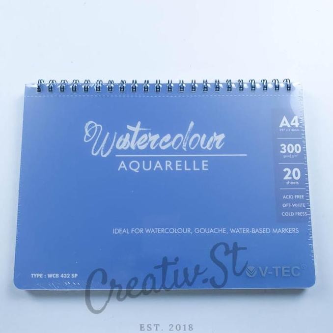 

TERBARU - V-TEC Watercolor Book Spiral A3 Kertas Lukis Cat Air (300 gsm) Cold Pressed WCB-532SP 42 Cm x 30 Cm