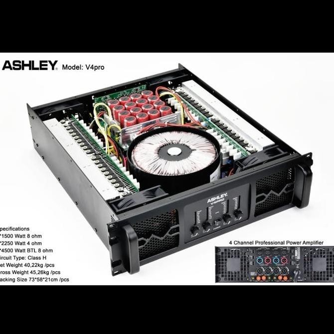 TERMURAH - POWER AMPLIFIER ASHLEY V4PRO ( 4 CHANNEL ) ORIGINAL