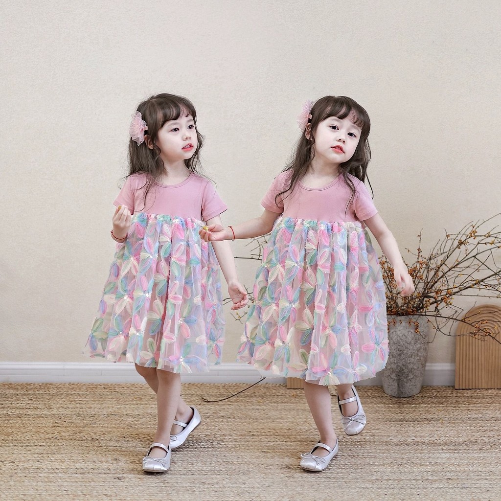 【Si Kecil Gemoy Shop】【COD】Gaun Anak Perempuan Gaun Putri Bayi Gaun Musim Semi Gadis Kecil Rok Anak-A