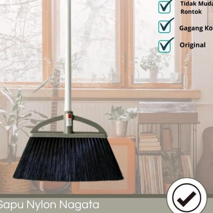 BEBAS ONGKIR - Sapu Nilon abu2 Plastik Nagata Komplit Warna Abu Sapu Lantai Broom Floor
