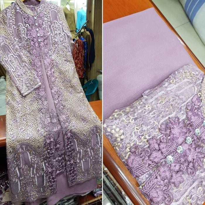 Dd Cod-Gamis Brokat Rompi Misah Lepas Pasang Dalaman Bordir-Gamis Payet Mewah Model Cardigan Cocok P