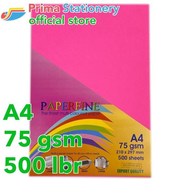 

BEBAS ONGKIR - Paperfine Kertas HVS Warna A4 IT 350 Cyber Red Rim isi 500 lbr [TC]