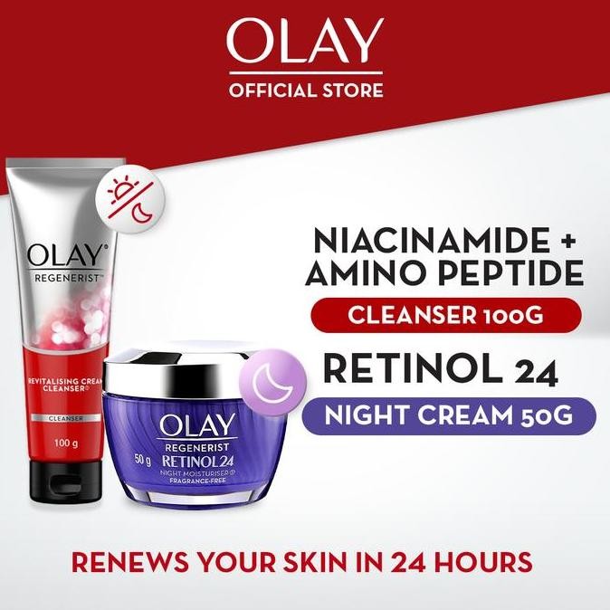 TERLARIS - Olay Retinol Set Krim Pelembab Malam&Sabun Muka Regenerist Anti Aging