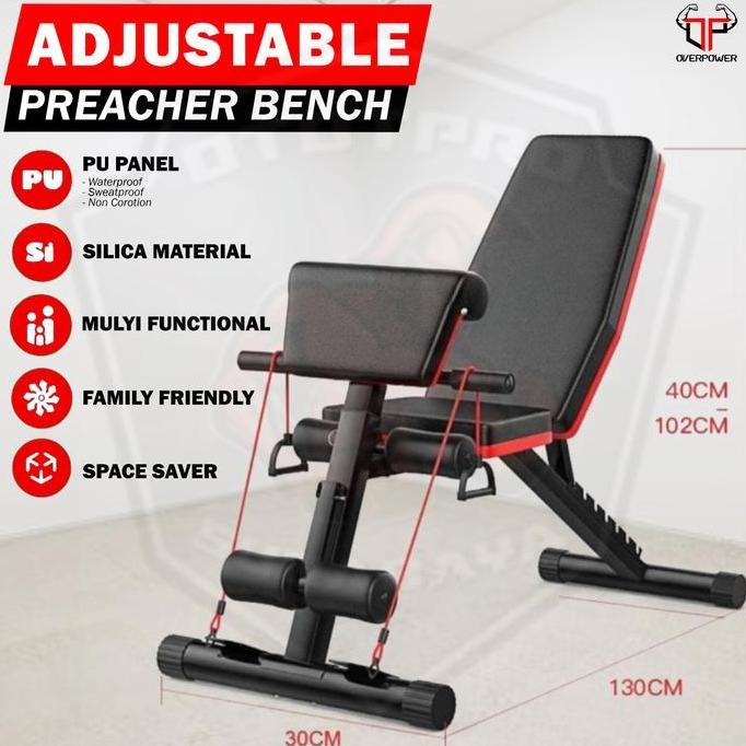 NEW Adjustable Preacher Bench/Kursi bangku Fitness/Alat Gym/Sit up