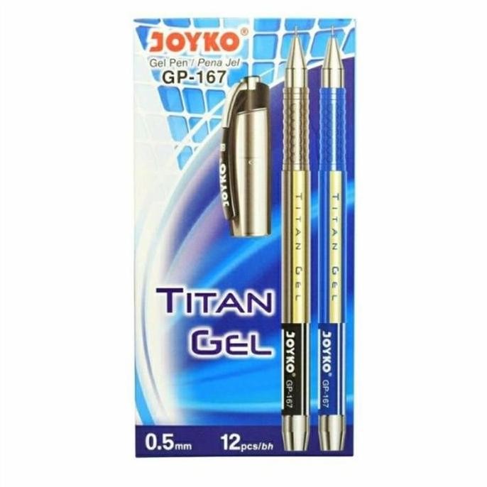 

Gel Pen Pulpen Pena Joyko Gp-167 Titan Gel 0.5 Mm (Lusin) Hitam