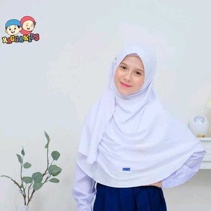 HIJAB ZAARA - JILBAB SEKOLAH ANAK SD MI SMP / KERUDUNG SEKOLAH PUTIH RAGGAKIDS BAHAN SOFT JERSEY NYA