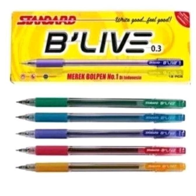 

Bolpen Standard Blive 0.3 Hitam (12Pcs)