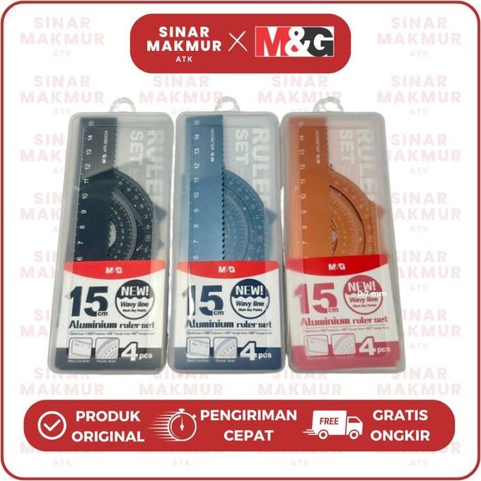 

Penggaris/Ruler/Drafting Set Metal/Besi Isi 4 Pcs 15 Cm M&G Arl960Dm (Set)