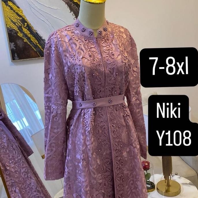 Gamis Niki Brukat Jumbo Y108 Mewah terbaru Bordir Formal Ibu Muslim Nyaman Tile Menyusui Wanita Kaos