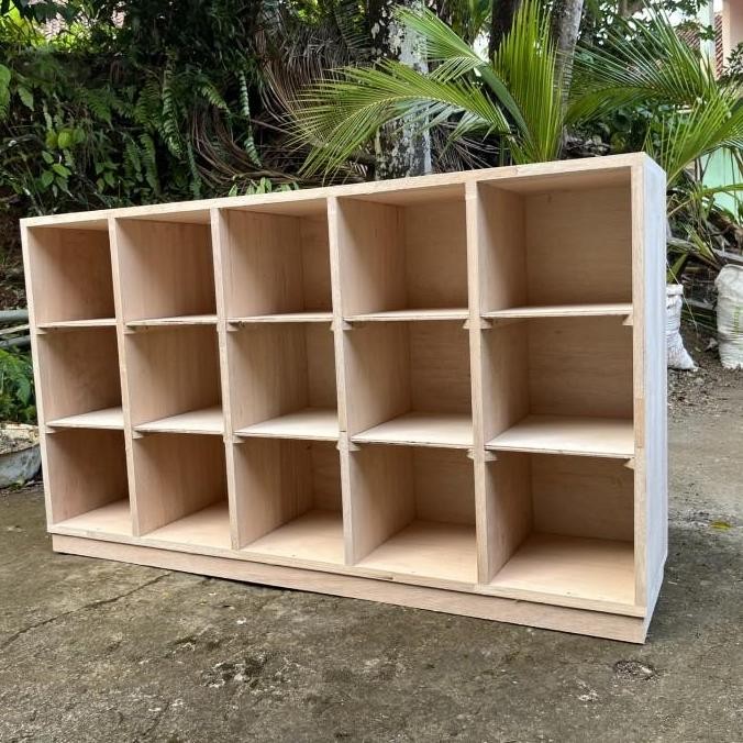 loker tk rak storage penyimpan buku alat sekolah kayu