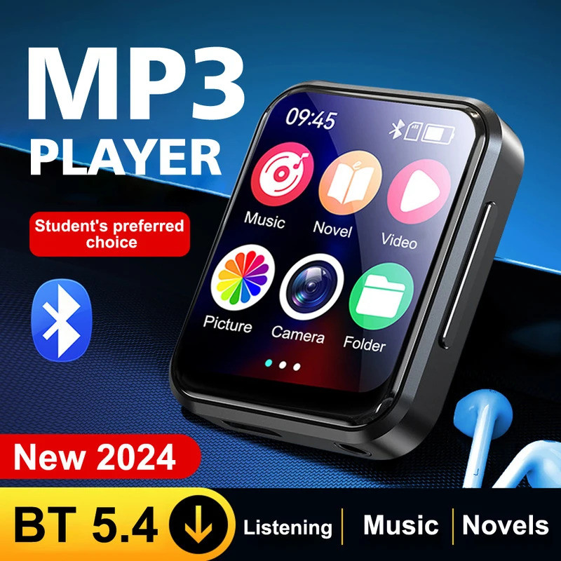 Pemutar Musik MP3 dengan Bluetooth 5.4 HiFi MP4 Walkman Layar Sentuh Penuh Speaker Terintegrasi Pere
