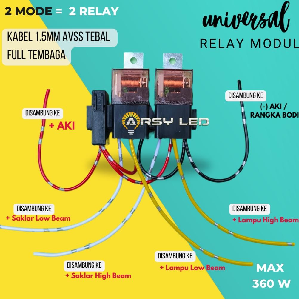NEW- Kabel Relay Set Lampu Sorot Senlo BiLED Dioda Tembak D2 Laser 4 Kaki 12v 80a Tembaga Asli Tebal