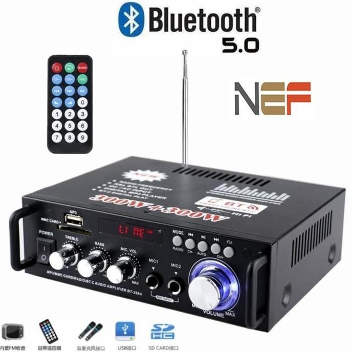 AMPLIFIER BT-298A BLUETOOTH EQ AUDIO AMPLIFIER KARAOKE HOME THEATER FM ORIGINAL DAN TERPERCAYA