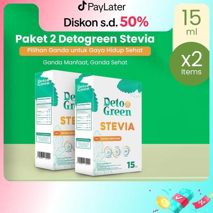 

Baru Paket Hemat 2 Botol DetoGreen Stevia 5ml Pengganti Gula untuk Makanan & Minuman
