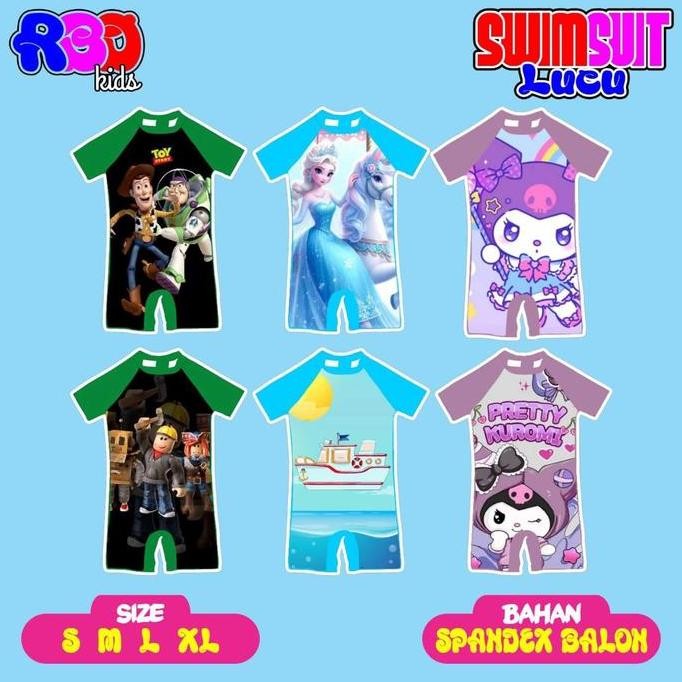 (Allthebest) baju renang anak karakter  kapal jangkar roblox minecraft  frozen kuromi toy story 2-11